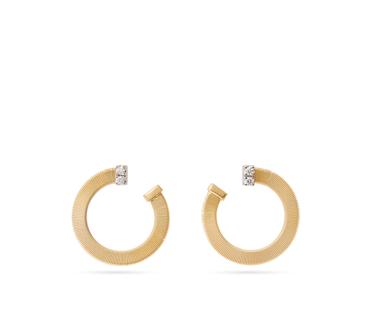Marco Bicego Masai Collection 18K Yellow Gold and Diamond Small Wrap Hoops