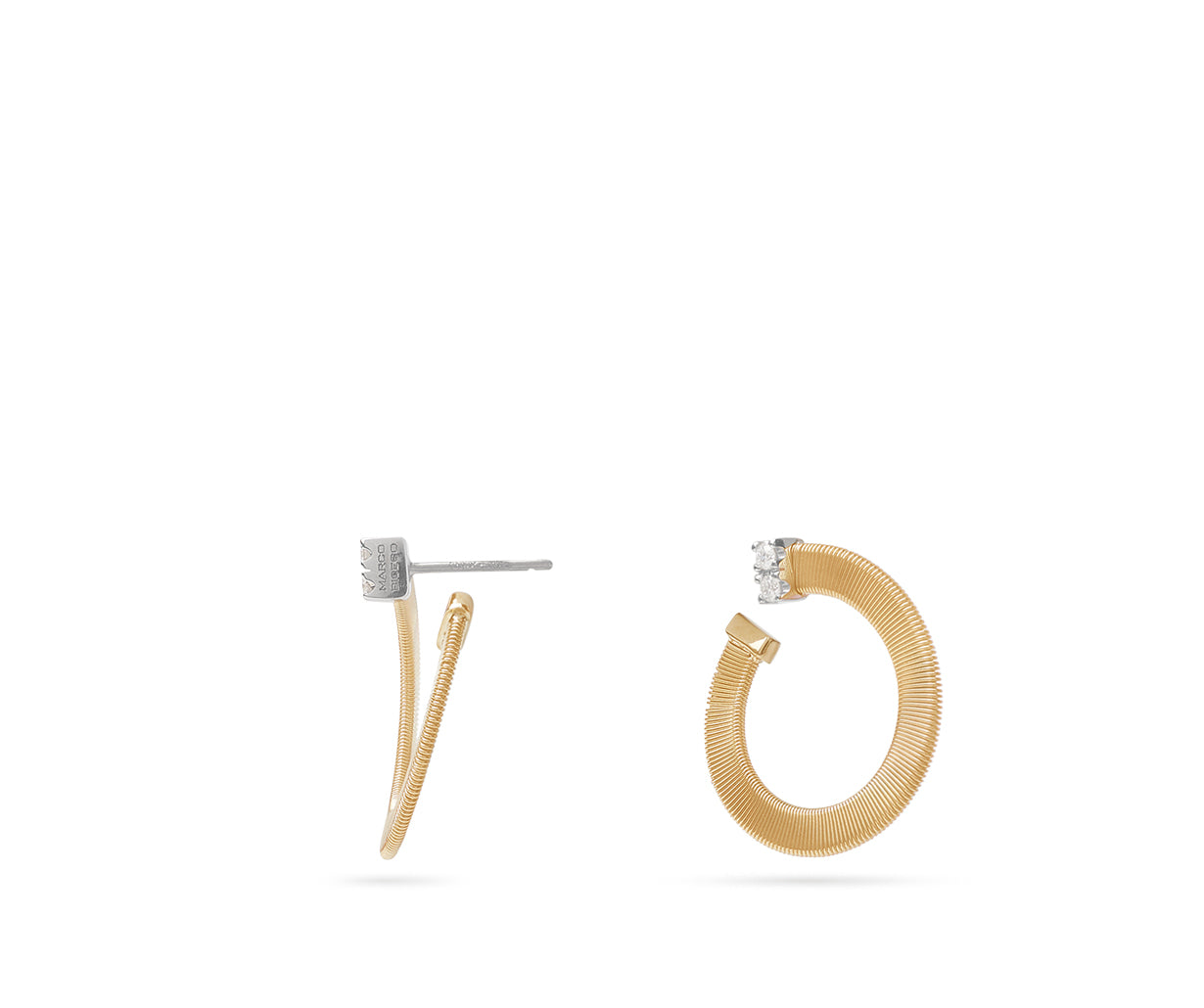 Marco Bicego Masai Collection 18K Yellow Gold and Diamond Small Wrap Hoops