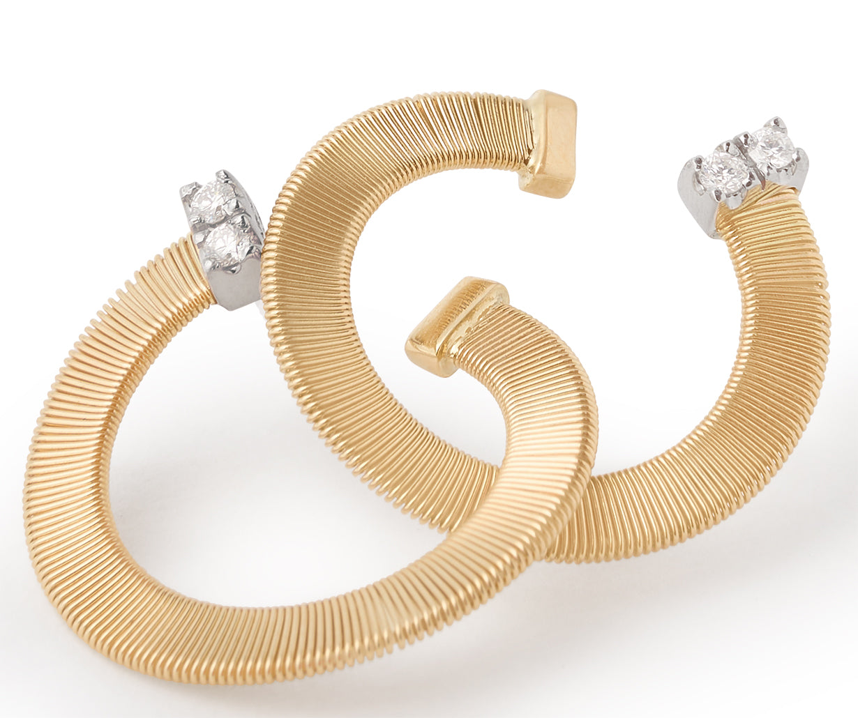 Marco Bicego Masai Collection 18K Yellow Gold and Diamond Small Wrap Hoops