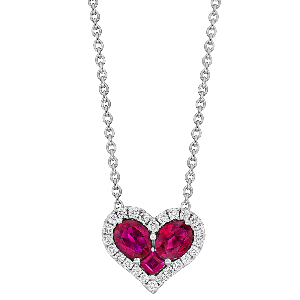 Ruby and Diamond Heart Pendant