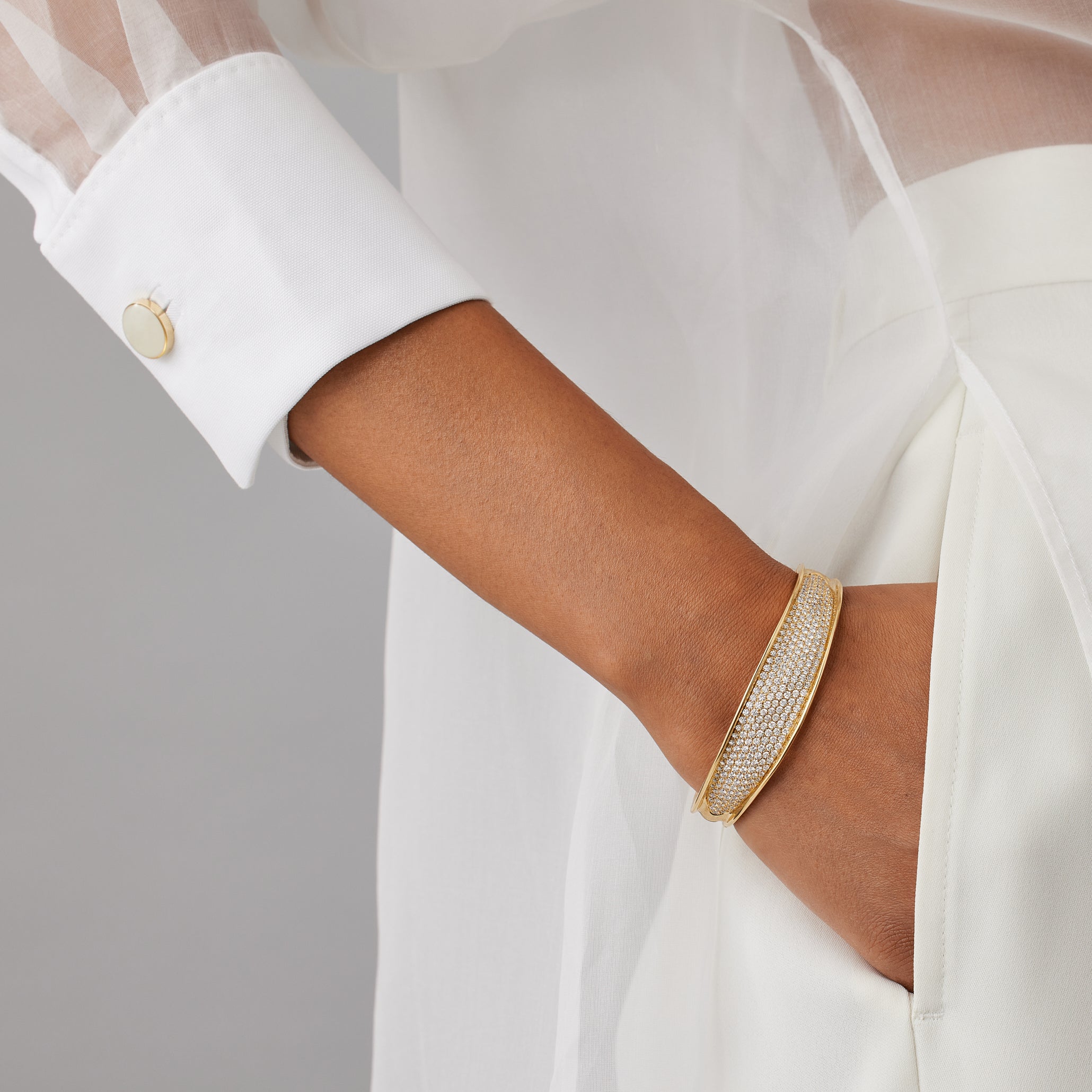 Marco Bicego 18k Yellow Gold Pavé Diamond Bangle Bracelet