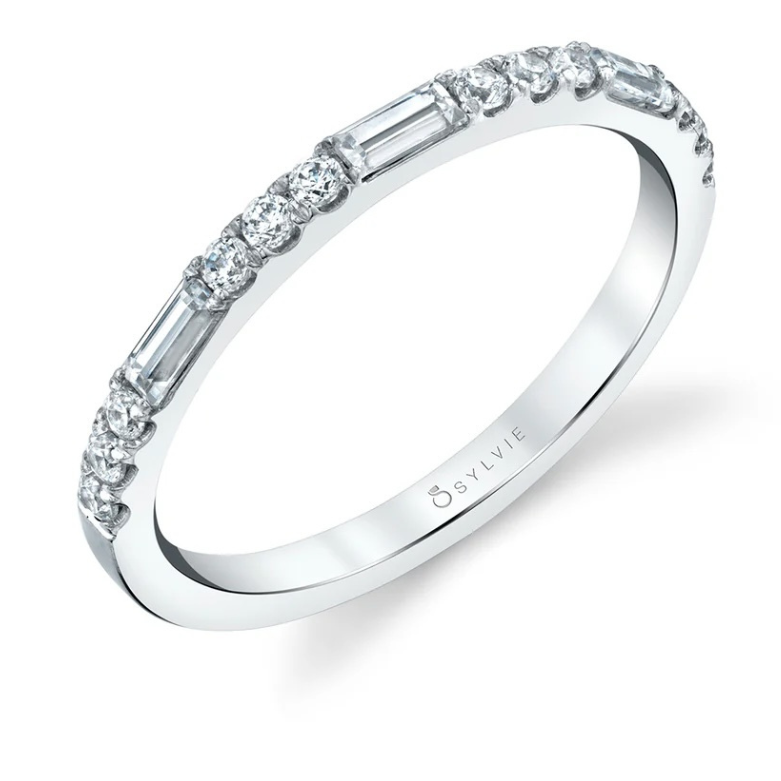 Round and Baguette Diamond Band