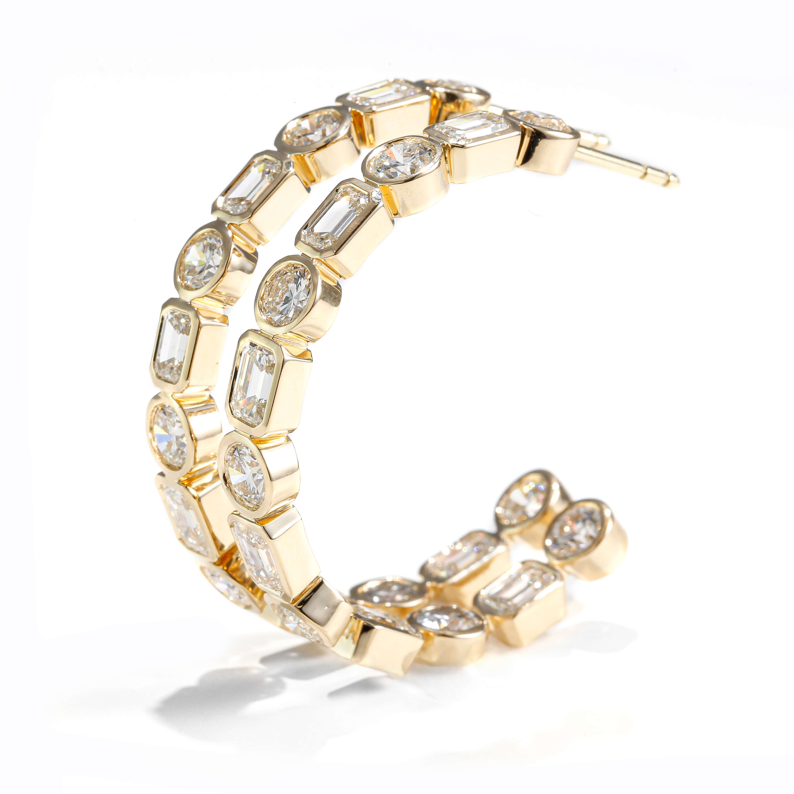 Diamonds of Wonder Round and Emerald Cut Diamond In/Out Earrings