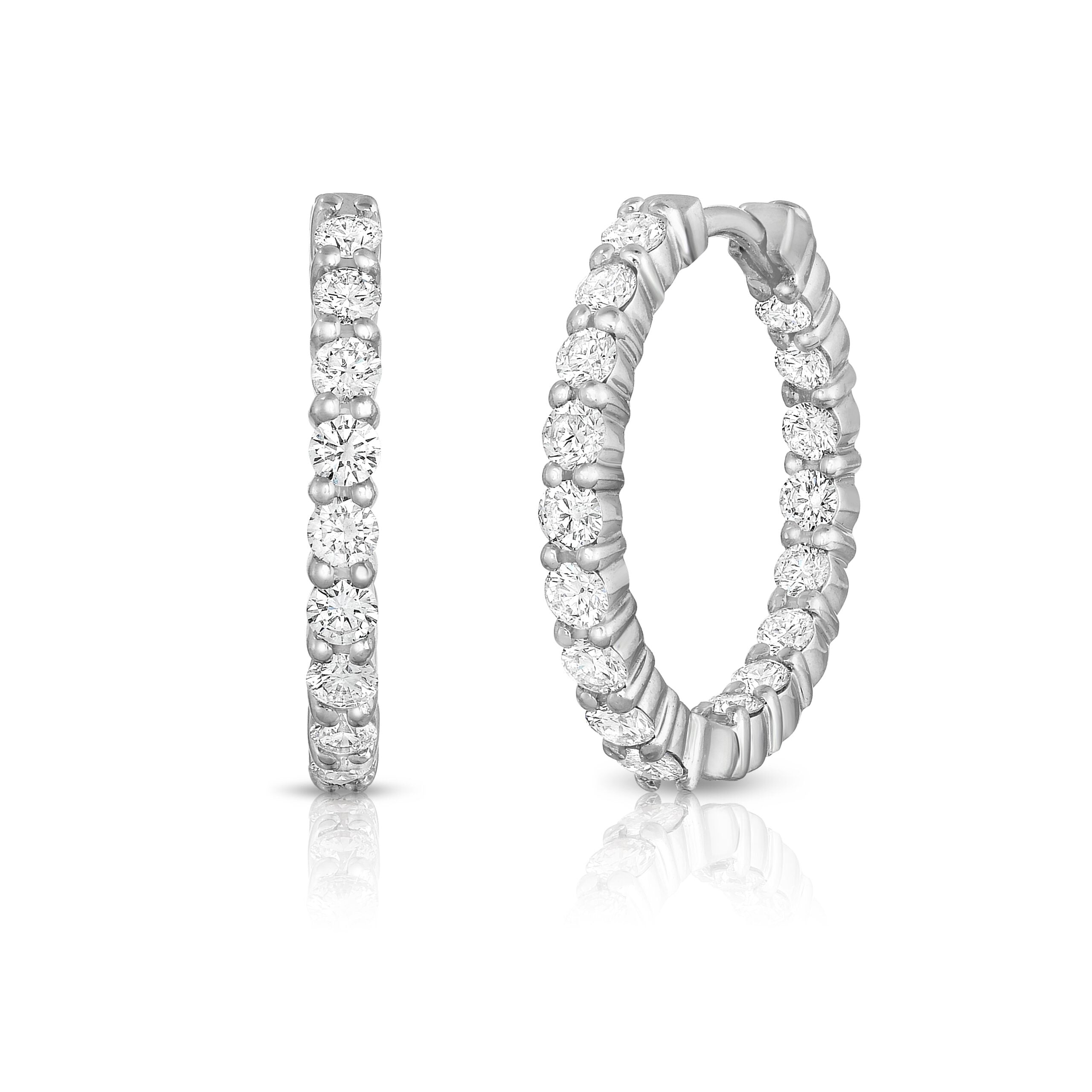 Roberto Coin White Gold Diamond In/Out Hoops