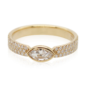 East/West Bezel Set Marquise Diamond Ring