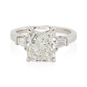 4.05ct Radiant Cut 3 Stone Diamond Ring