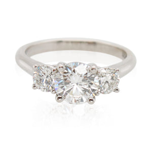 Platinum 3 Stone Round Diamond Ring