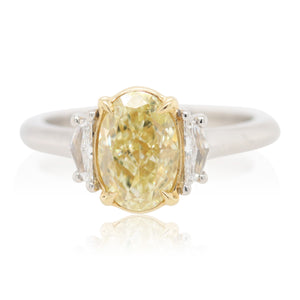 2.02ct Fancy Yellow Diamond 3 Stone Ring