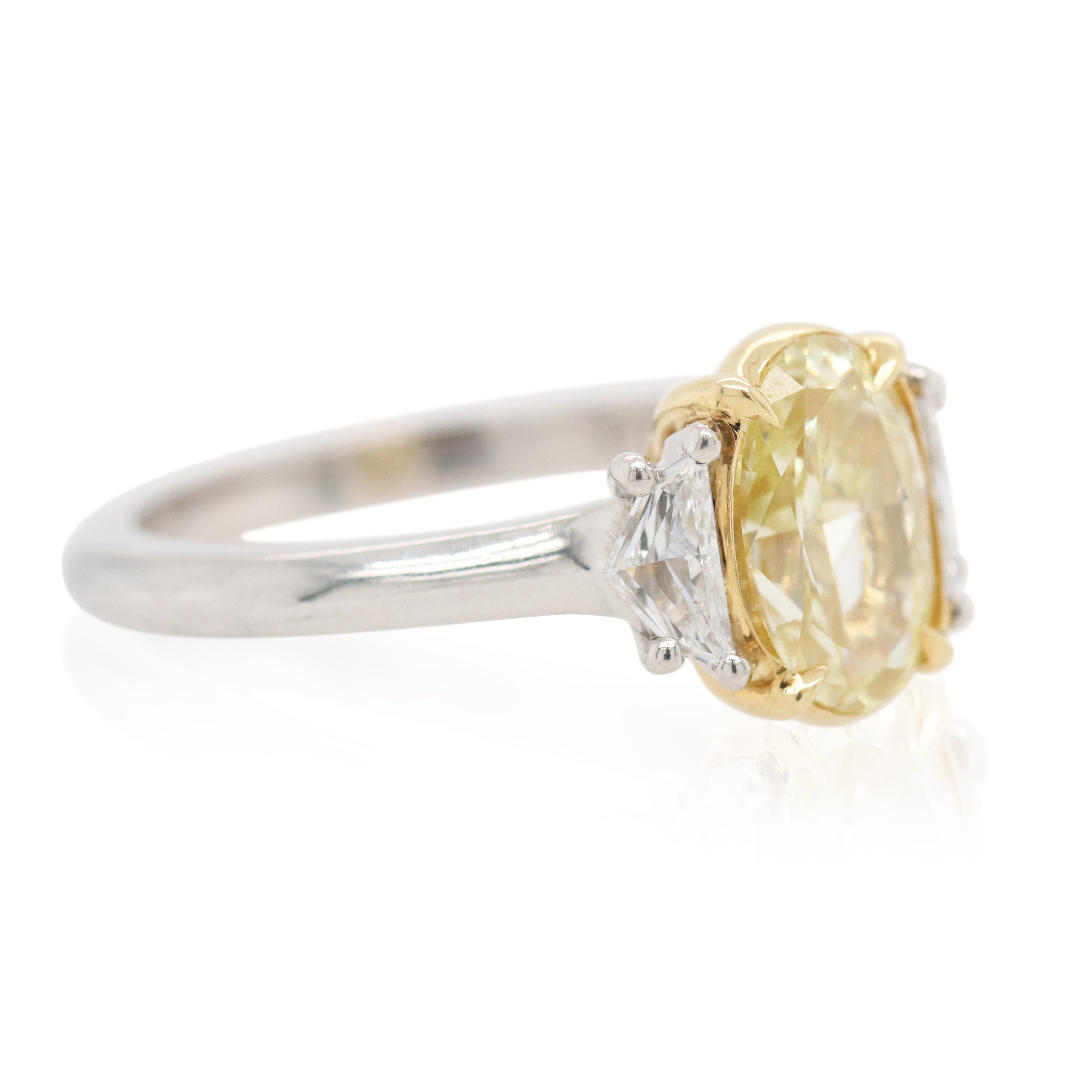 2.02ct Fancy Yellow Diamond 3 Stone Ring