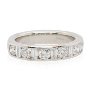 Channel Set Round and Baguette Diamond Band
