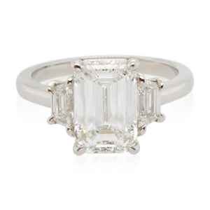 Diamonds of Wonder 3.01ct Emerald Cut Diamond 3 Stone Ring