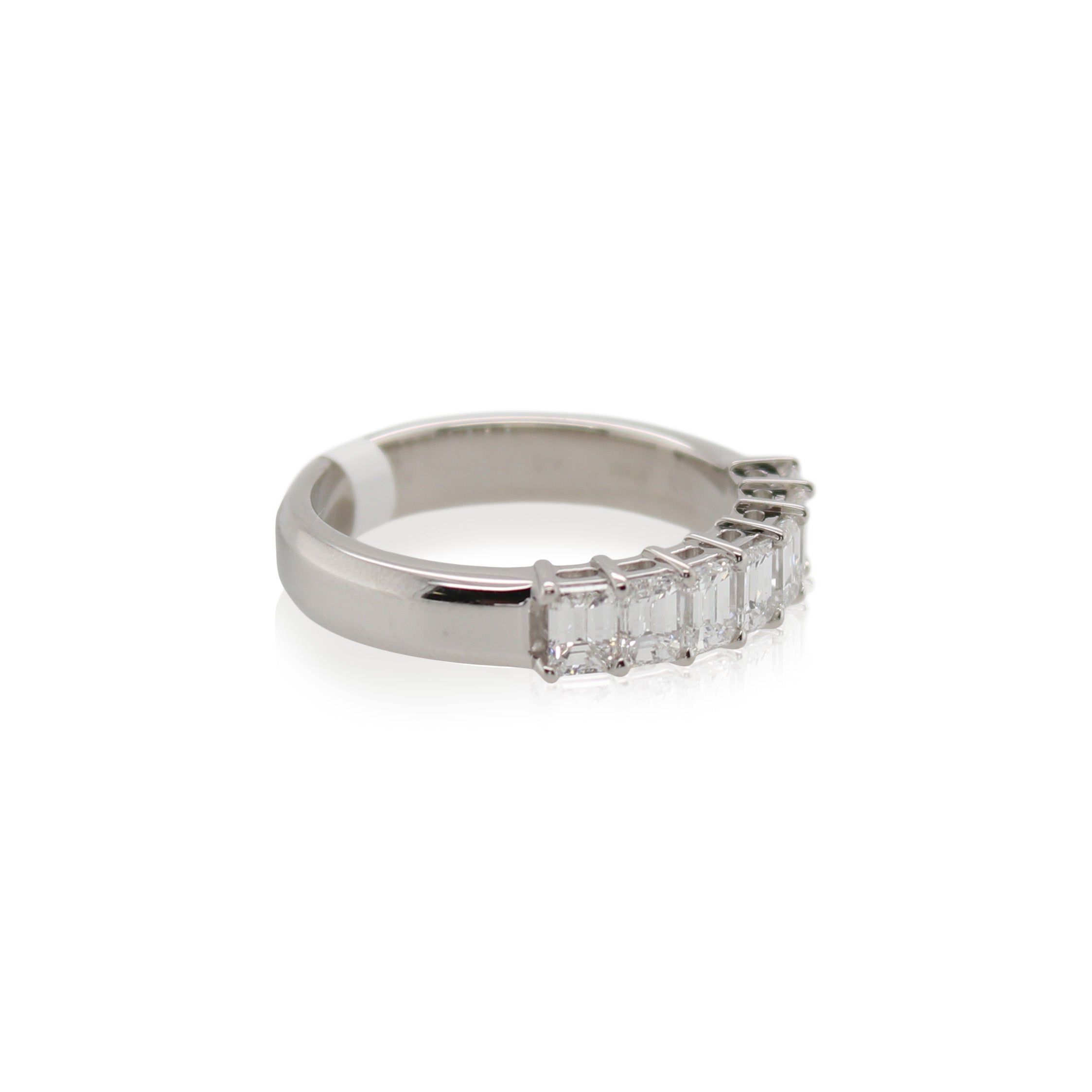 Platinum 7 Stone Emerald Cut Diamond Wedding Band