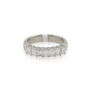 Platinum 7 Stone Emerald Cut Diamond Wedding Band