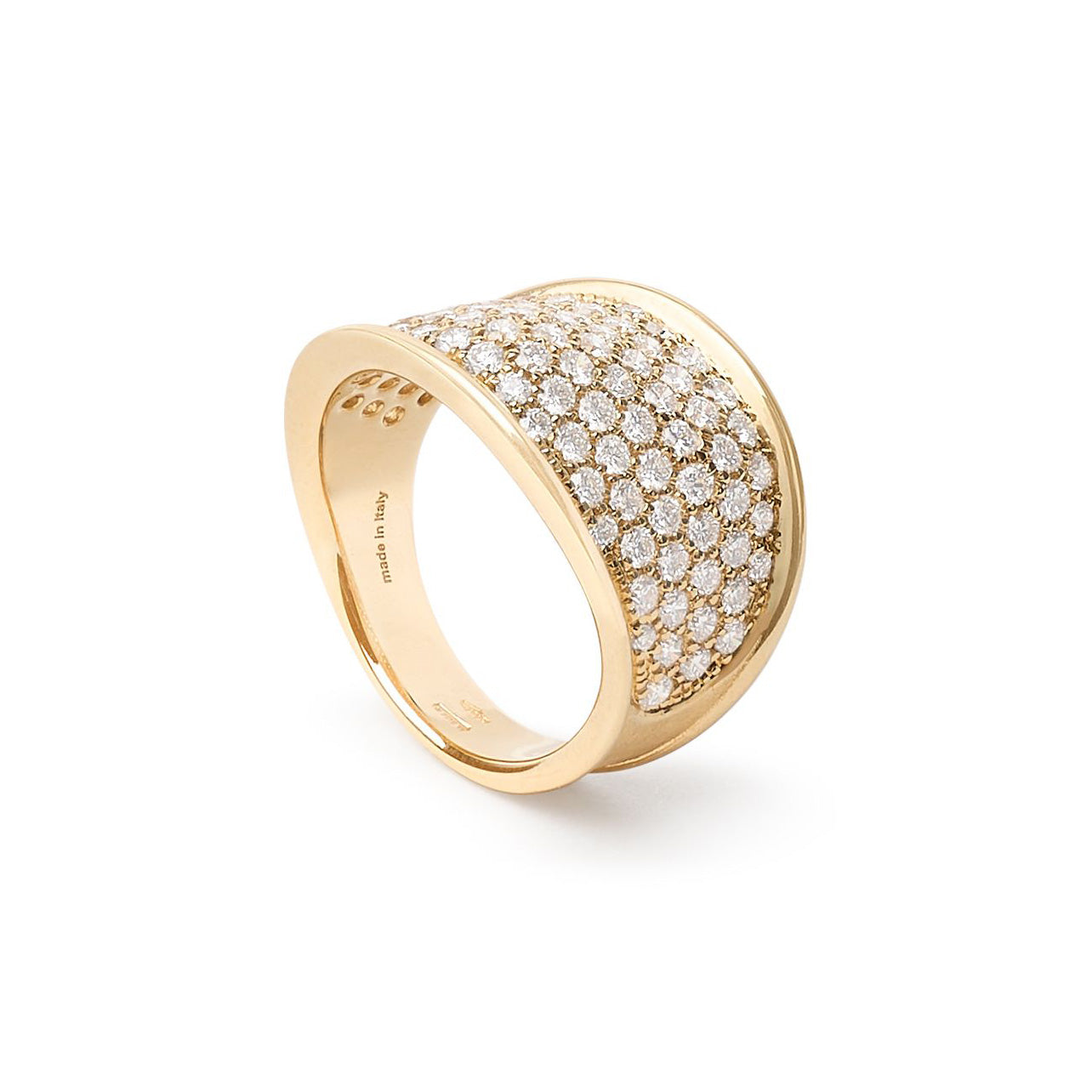 Marco Bicego Lunaria Collection 18K Yellow Gold and Diamond Pavé Small Ring