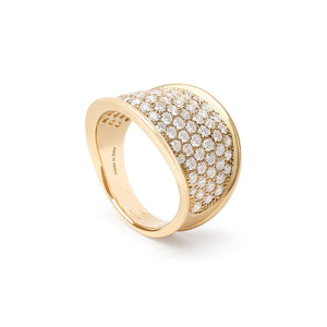 Marco Bicego Lunaria Collection 18K Yellow Gold and Diamond Pavé Small Ring