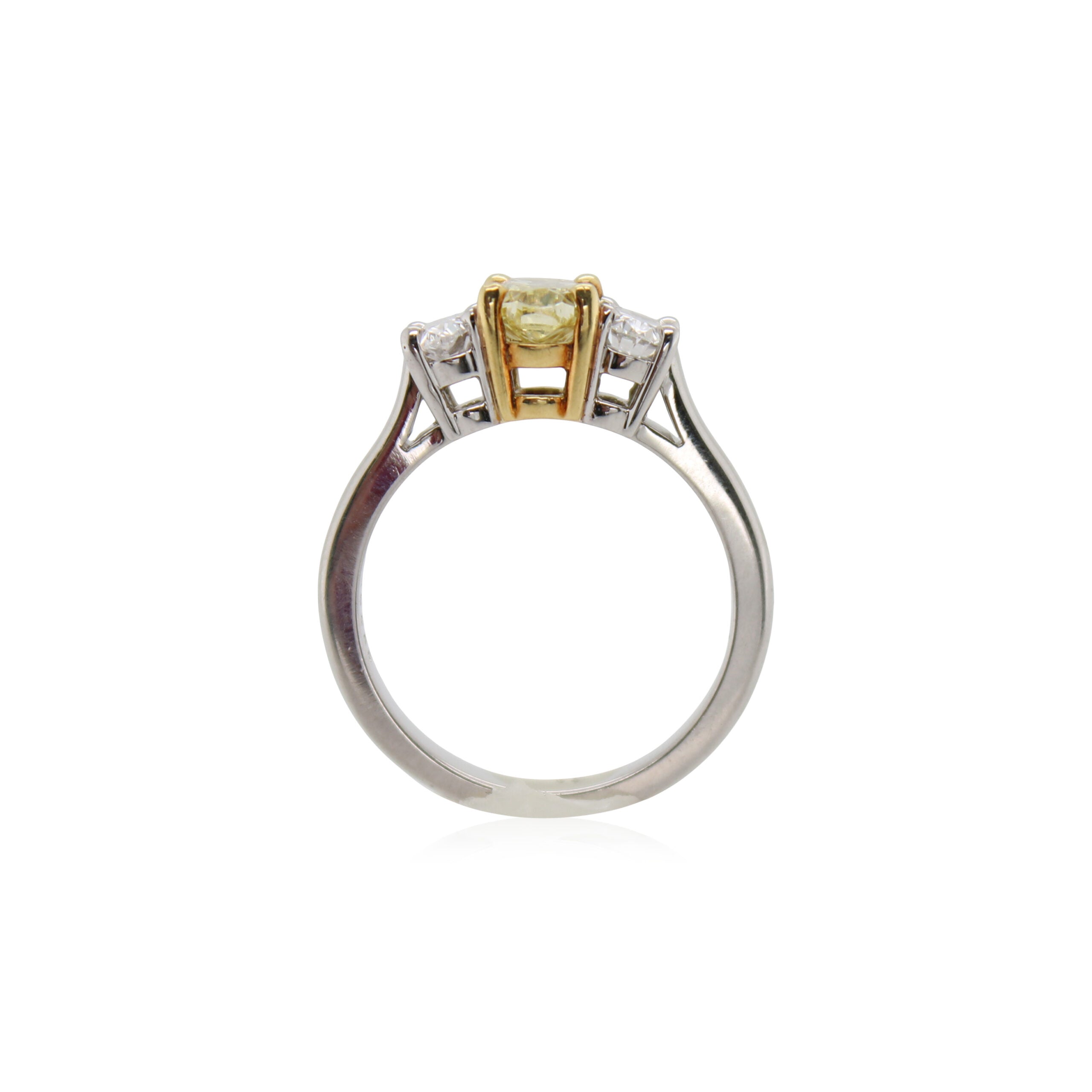 Fancy Intense Yellow Diamond Three Stone Ring