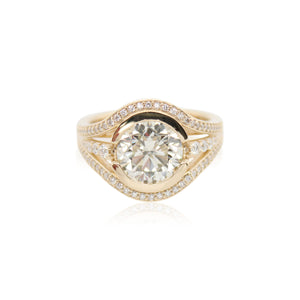Bezel Set Diamond Split Shank Ring
