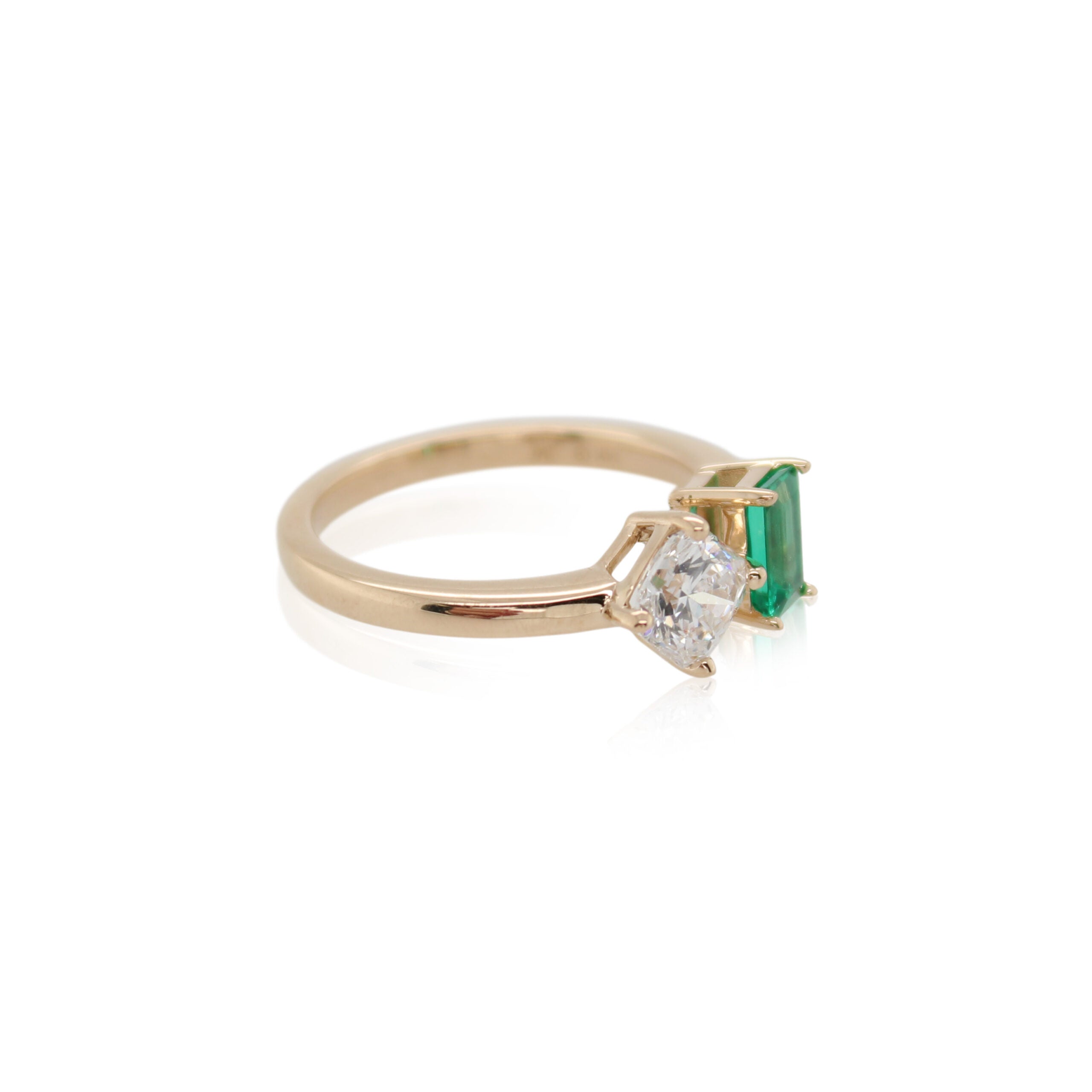 Emerald & Diamond Toi et Moi Ring