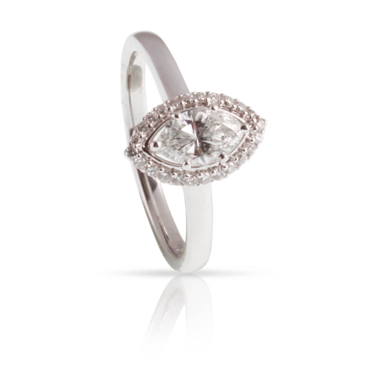 Marquise Cut 0.57ct Diamond Halo Ring