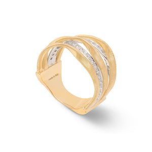 Marco Bicego Marrakech Collection 18k Yellow Gold and Diamond 5-Band Coil Ring