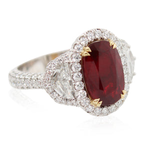 3.41ct Oval Ruby and Diamond Ring