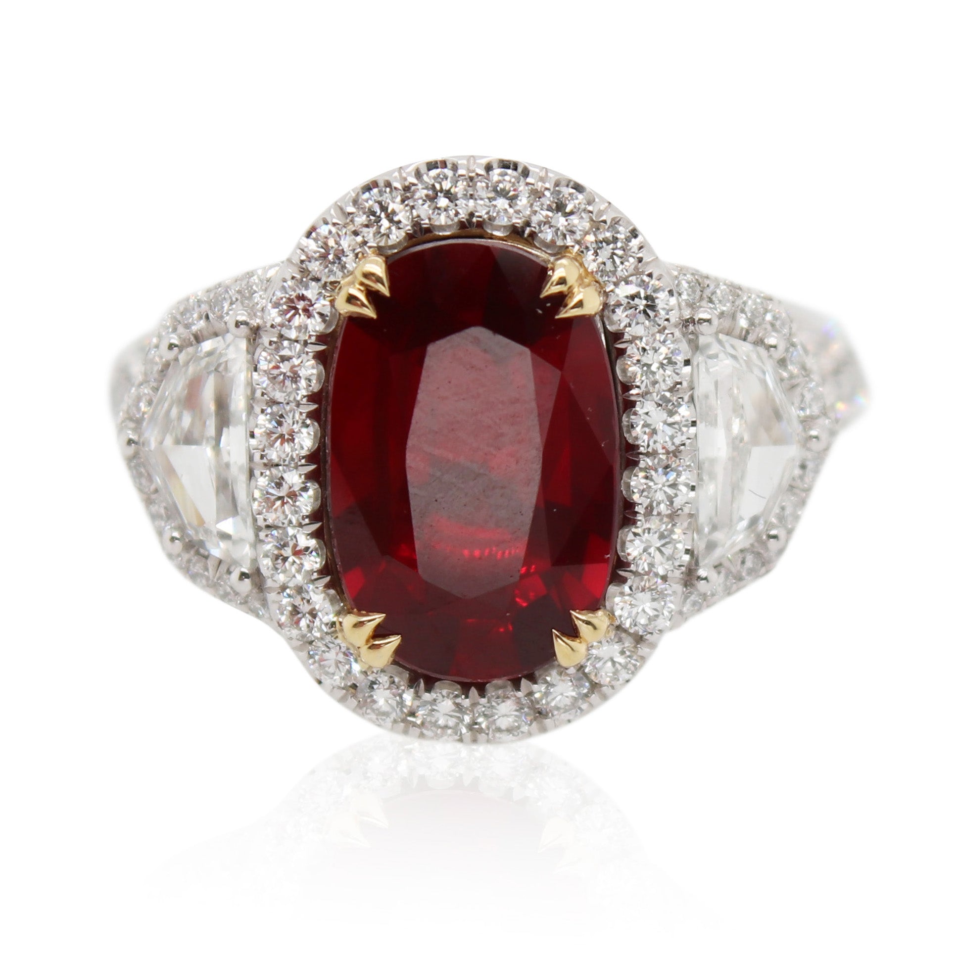 3.41ct Oval Ruby and Diamond Ring