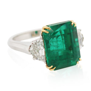 7.96ct Emerald Three Stone Ring