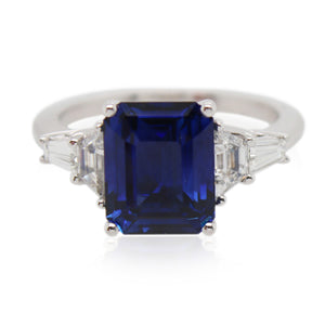 4.03ct Sapphire and Diamond 5 Stone Ring