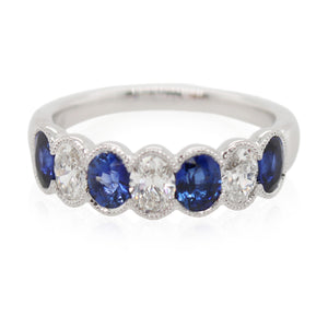 Oval Sapphire and Diamond 7 Stone Ring
