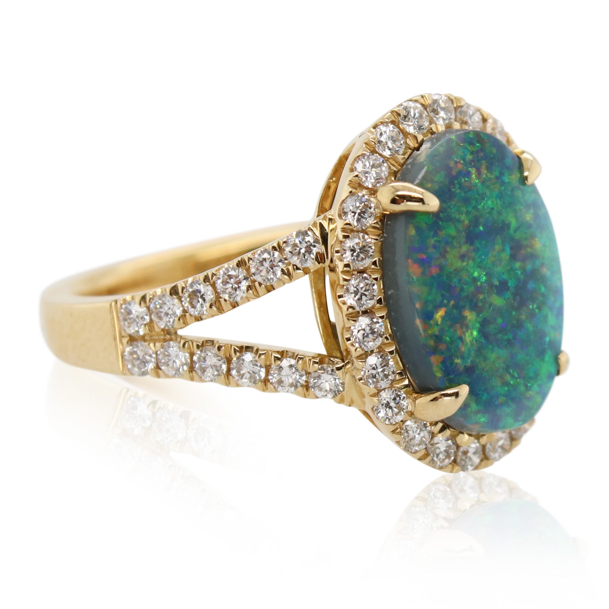 2.41ct Oval Opal and Halo Diamond Ring