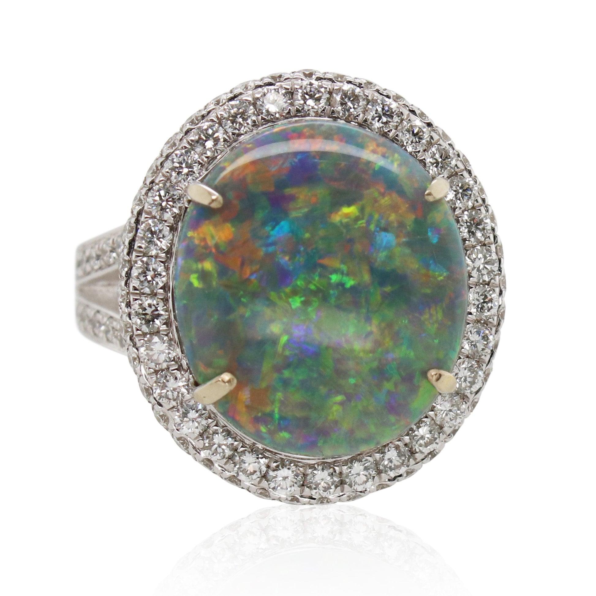 5.92ct Oval Opal and Diamond Ring