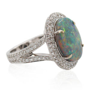 5.92ct Oval Opal and Diamond Ring