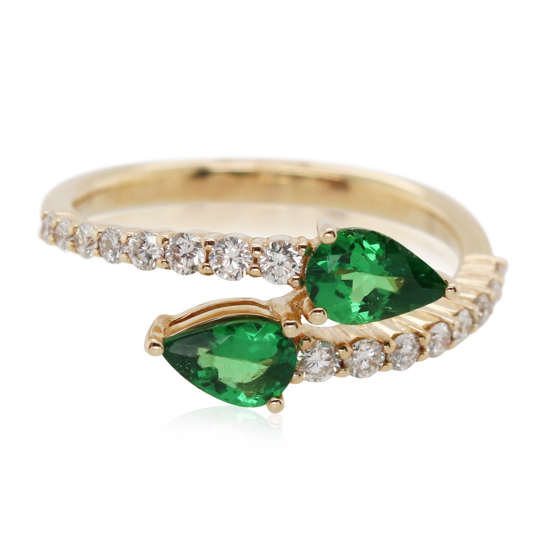 Tsavorite and Diamond Bypass Ring