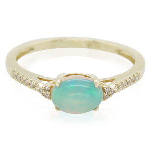 0.60ct Cabochon Opal and Diamond Ring