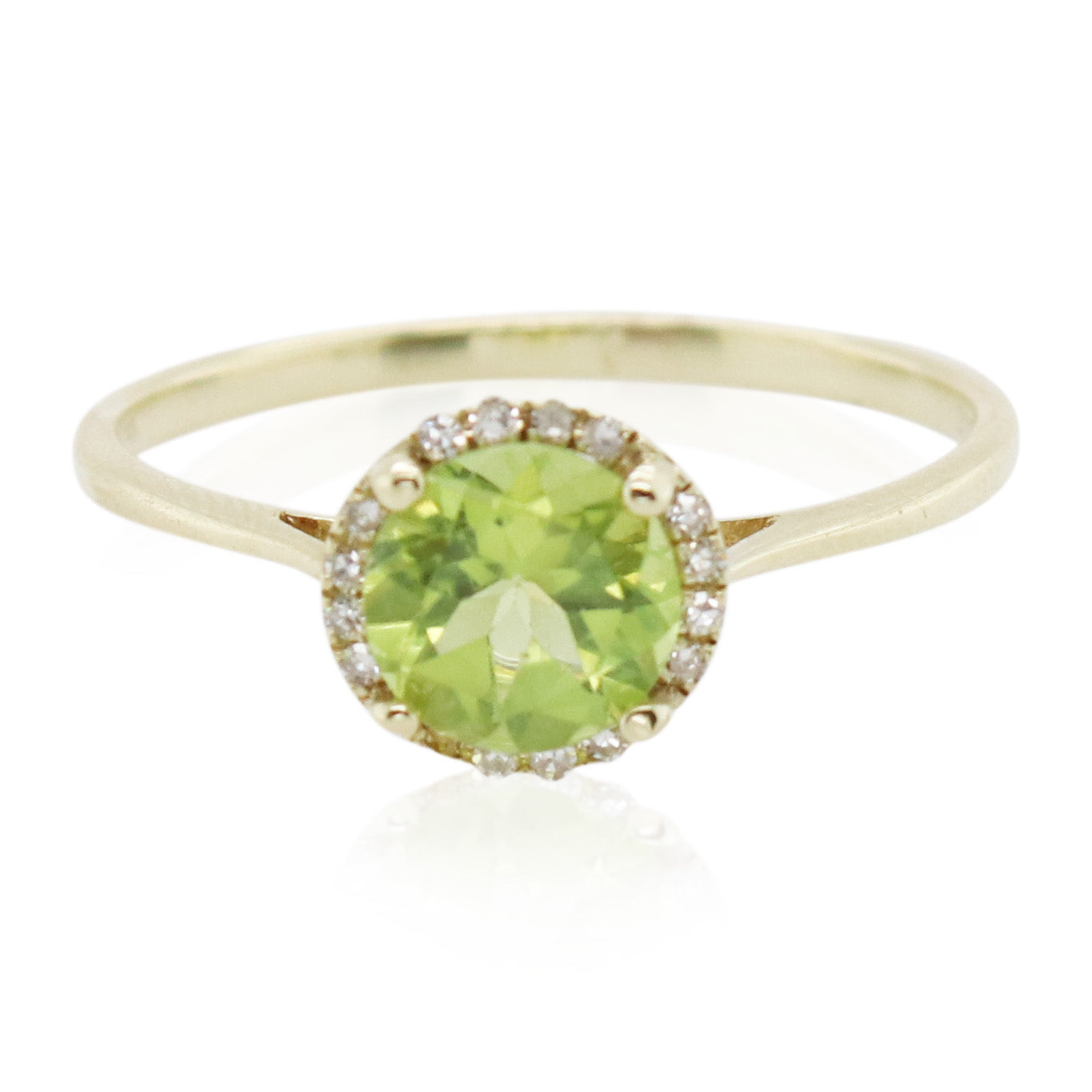 1.00ct Round Peridot and Diamond Ring