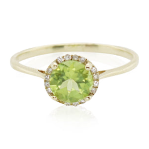 1.00ct Round Peridot and Diamond Ring
