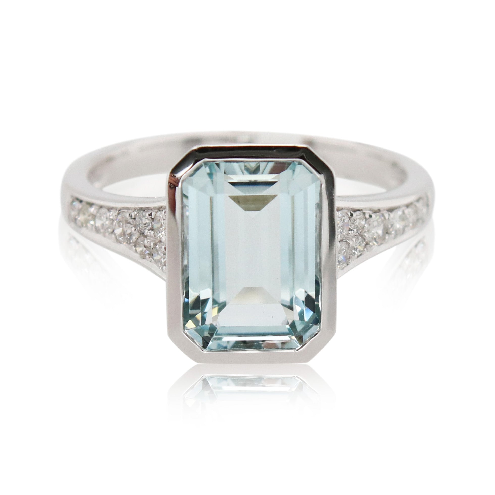 2.75ct Emerald Cut Aquamarine and Diamond Ring