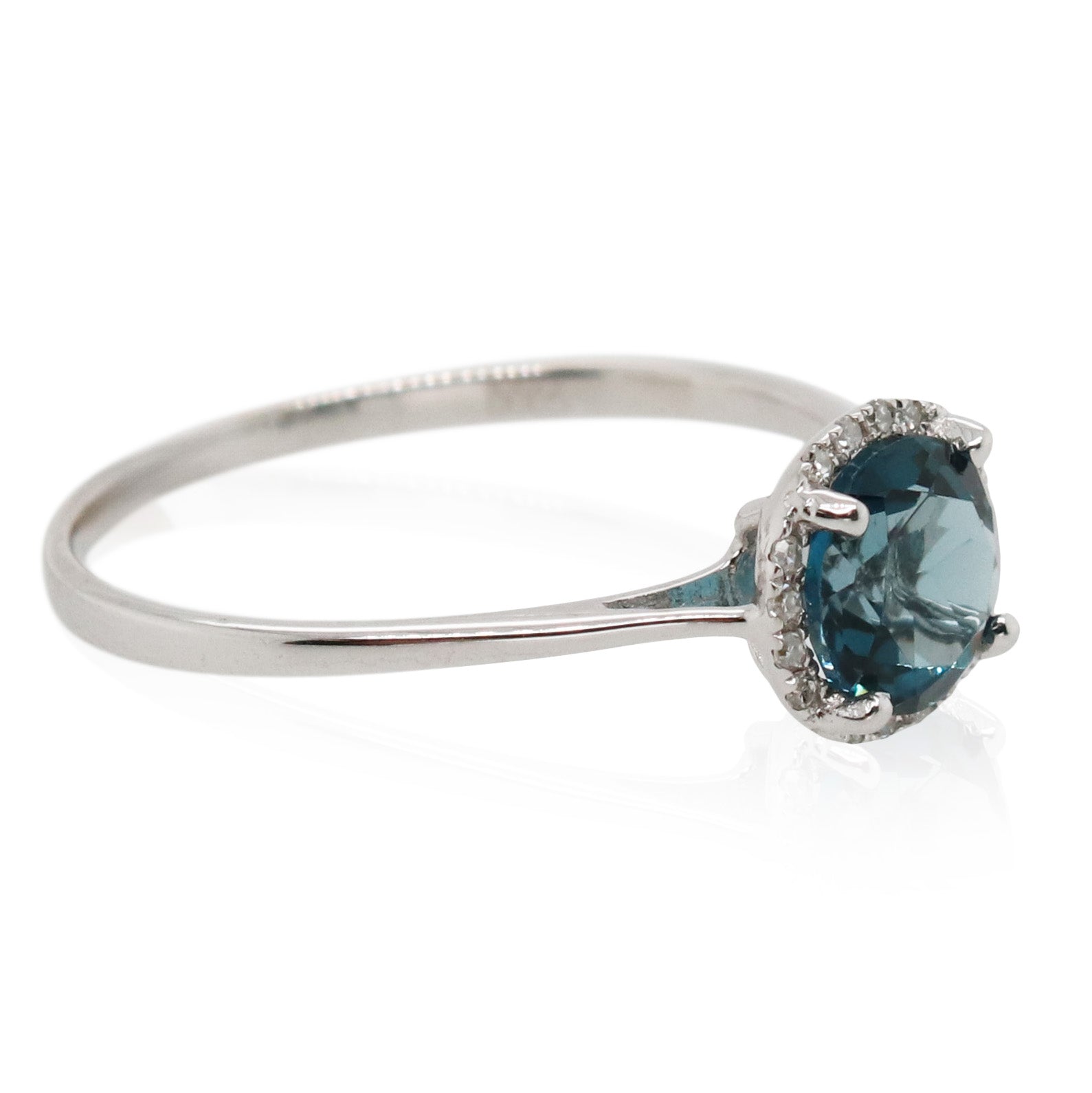 1.25ct London Blue Topaz and Diamond Halo Ring