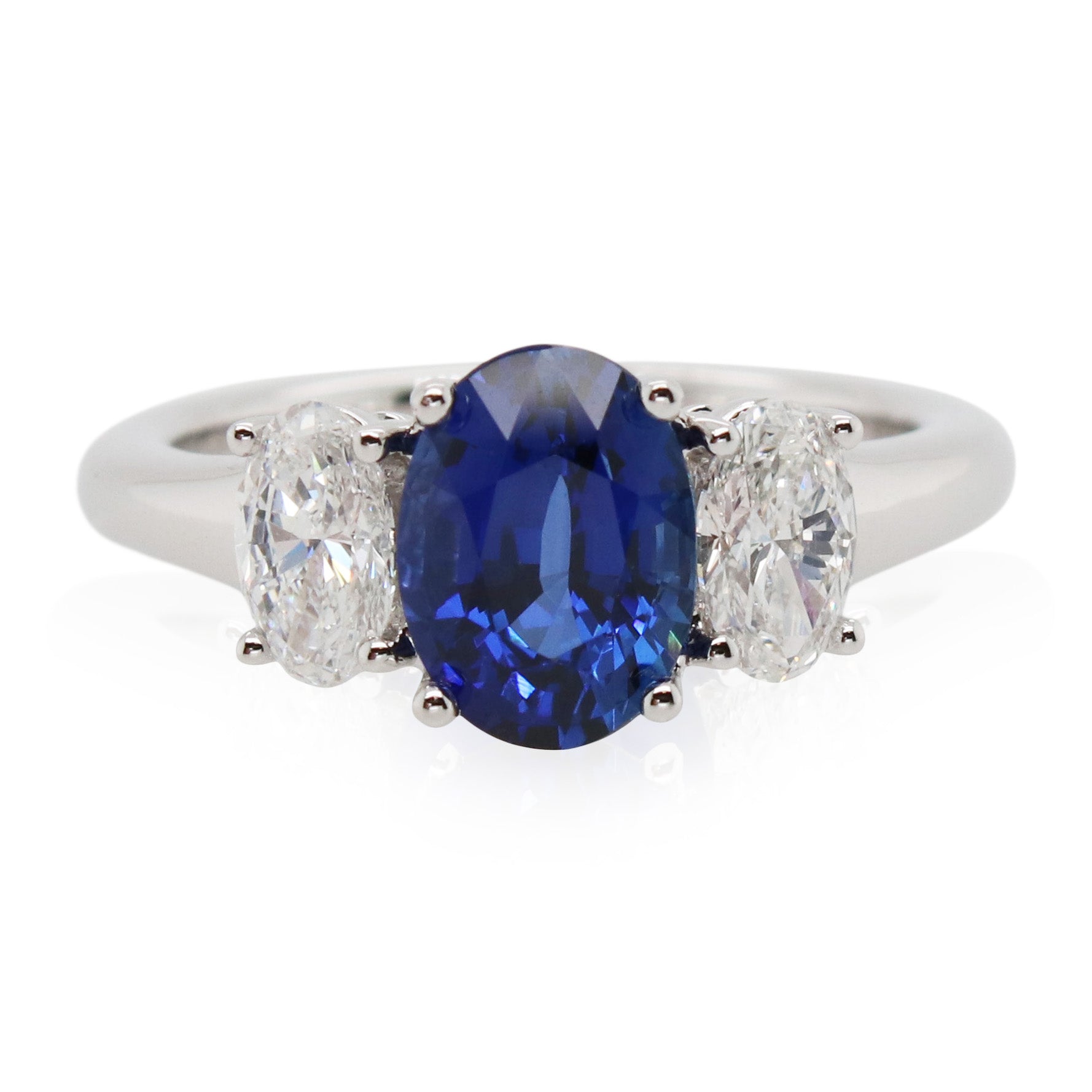 2.07ct Oval Sapphire and Diamond 3 Stone Ring