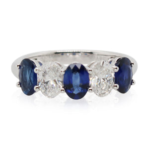 1.52ct Total Weight Sapphire and Diamond 5 Stone Ring