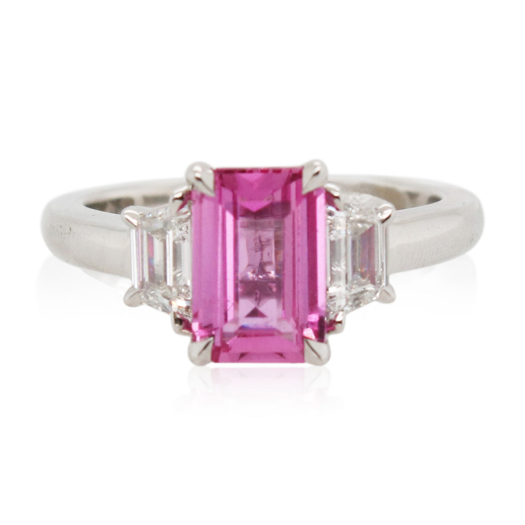 2.01ct Pink Sapphire and Diamond 3 Stone Ring