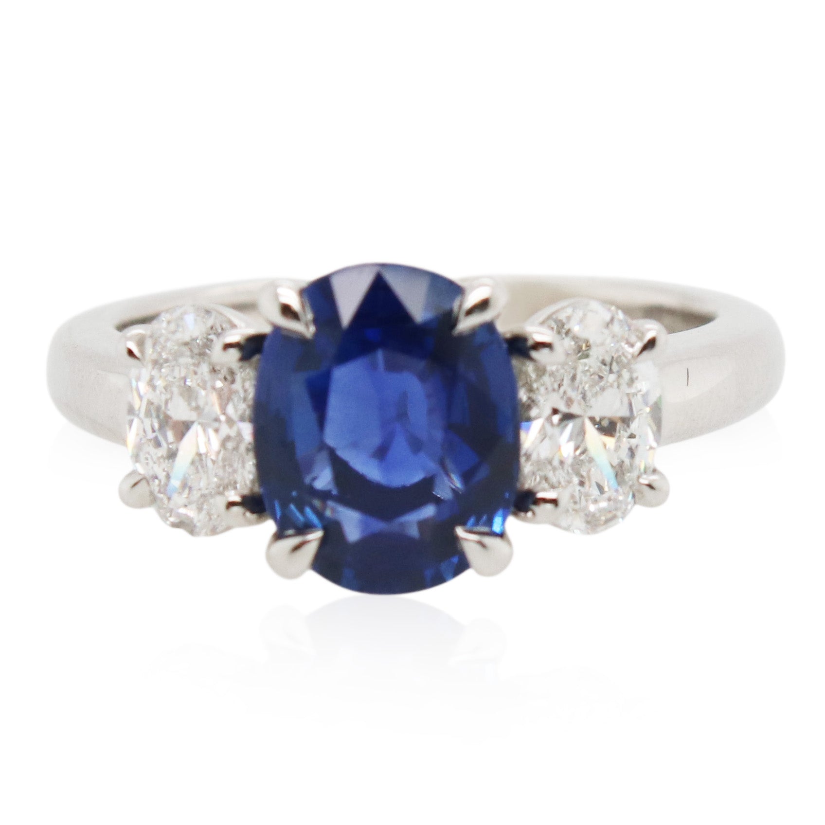 2.41ct Oval Sapphire and Diamond Three Stone Ring