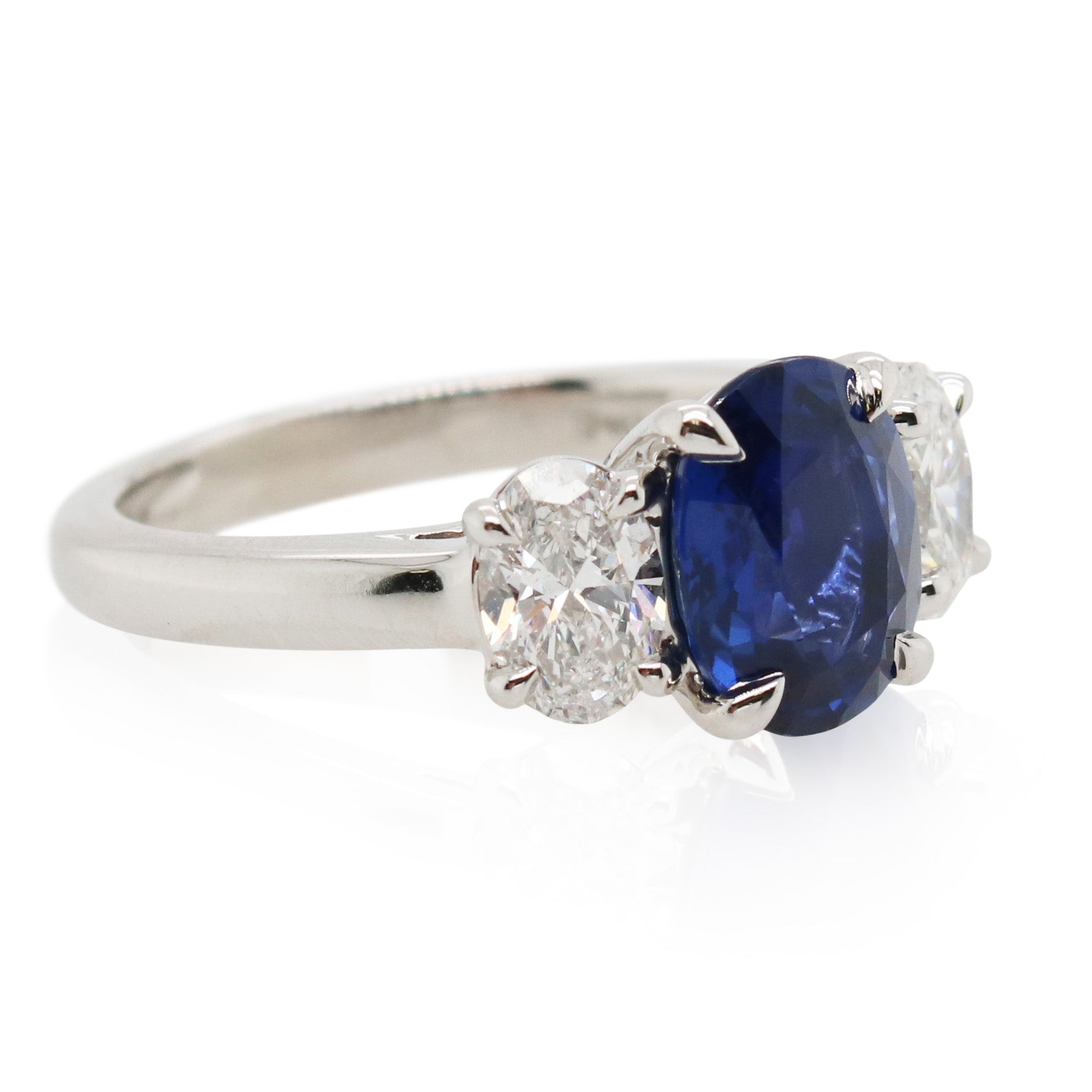 2.41ct Oval Sapphire and Diamond Three Stone Ring