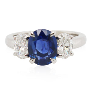 2.41ct Oval Sapphire and Diamond Three Stone Ring