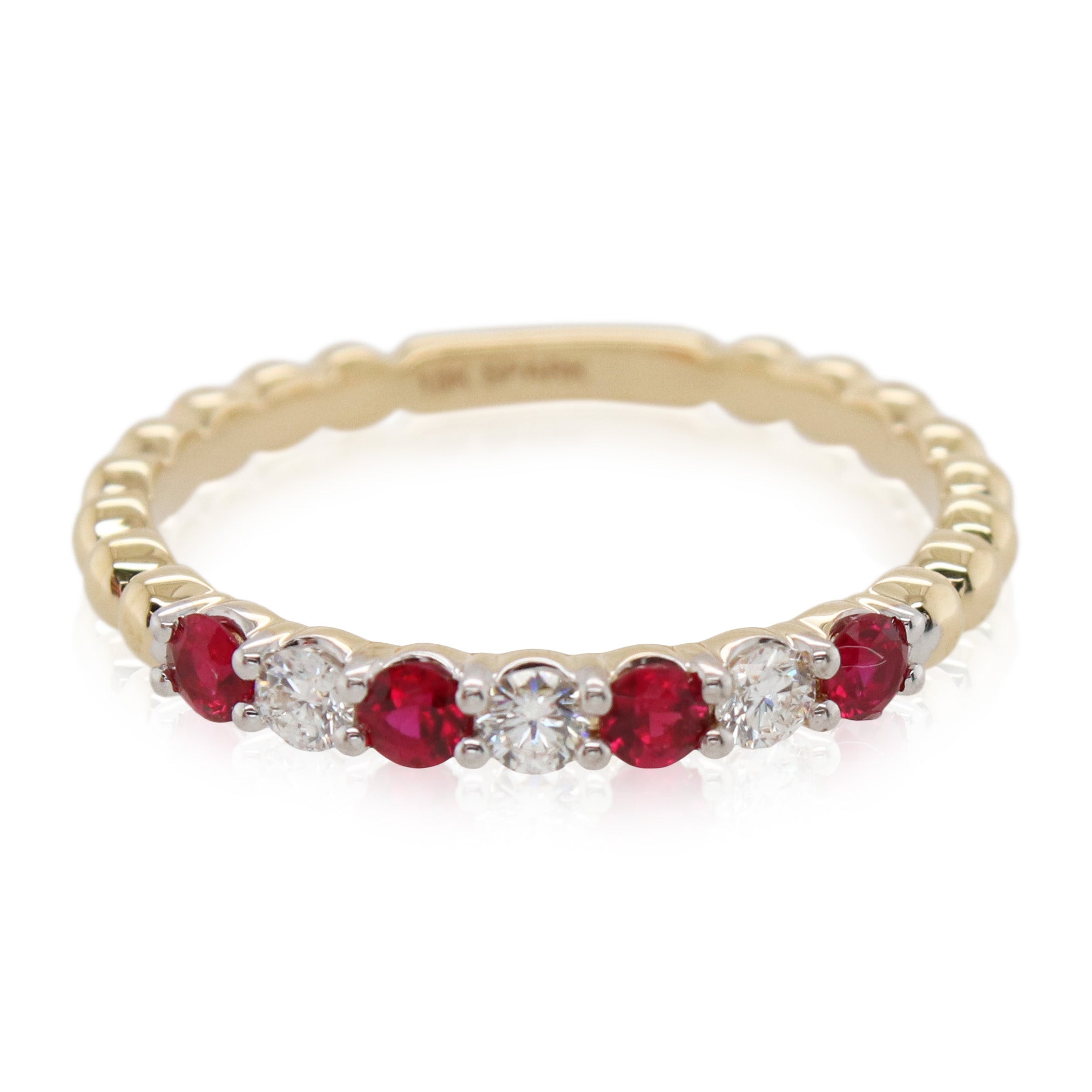 Beaded Ruby and Diamond Band