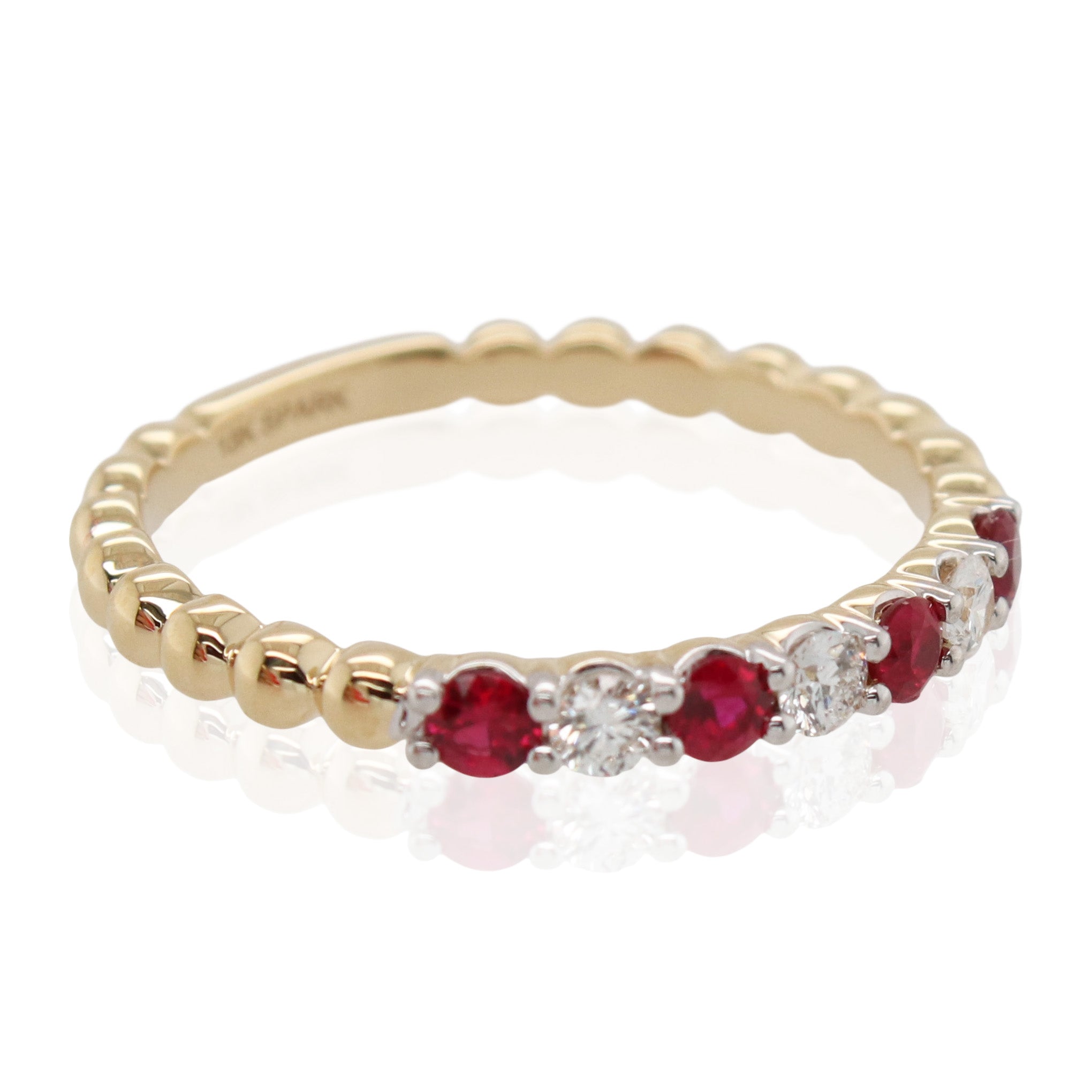 Beaded Ruby and Diamond Band