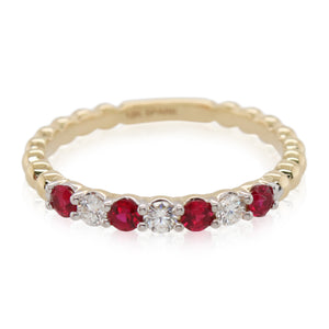 Beaded Ruby and Diamond Band