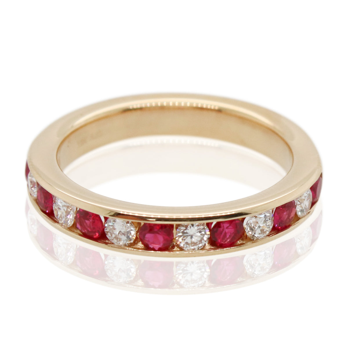 Channel Set Alternating Ruby and Diamond Band