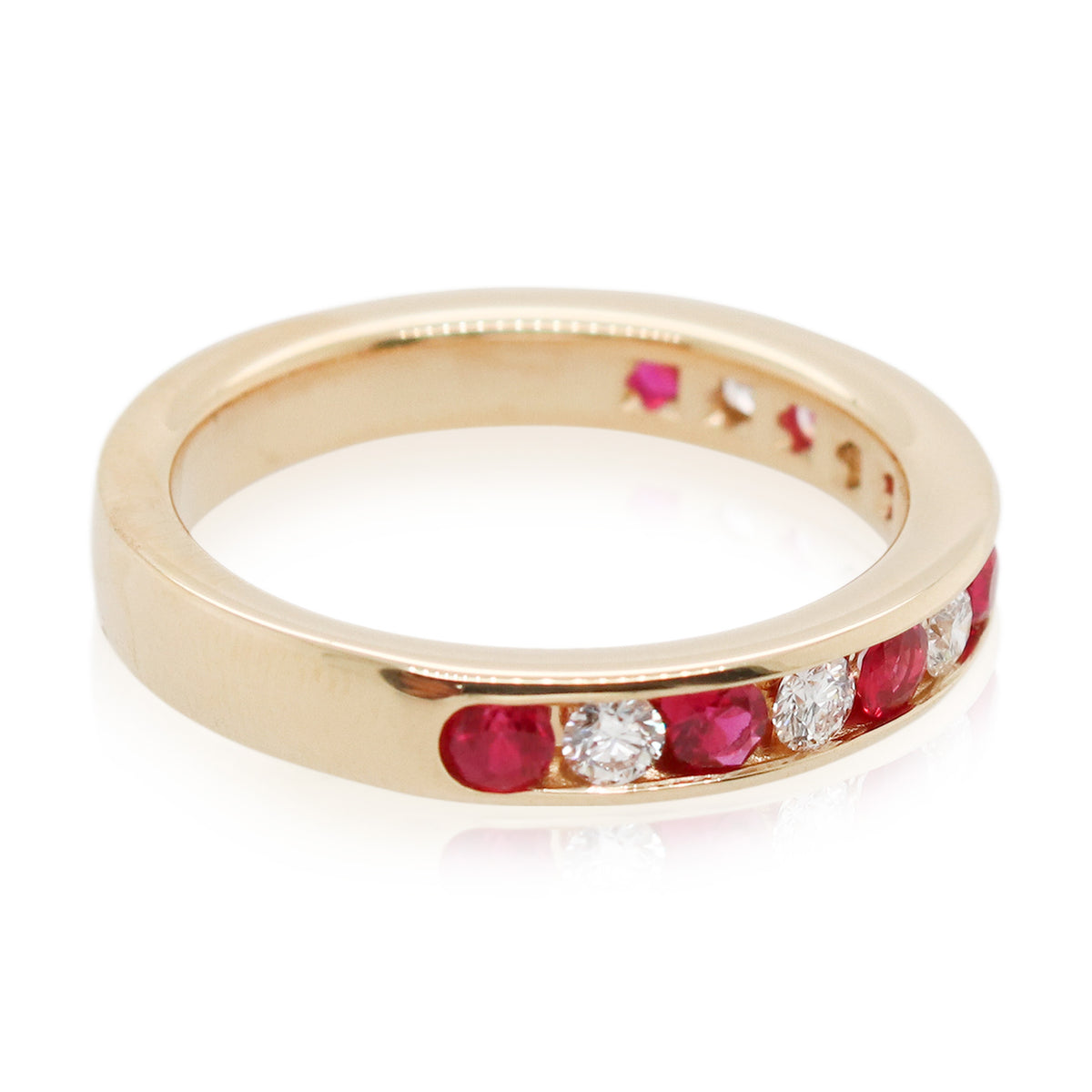 Channel Set Alternating Ruby and Diamond Band