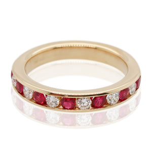 Channel Set Alternating Ruby and Diamond Band